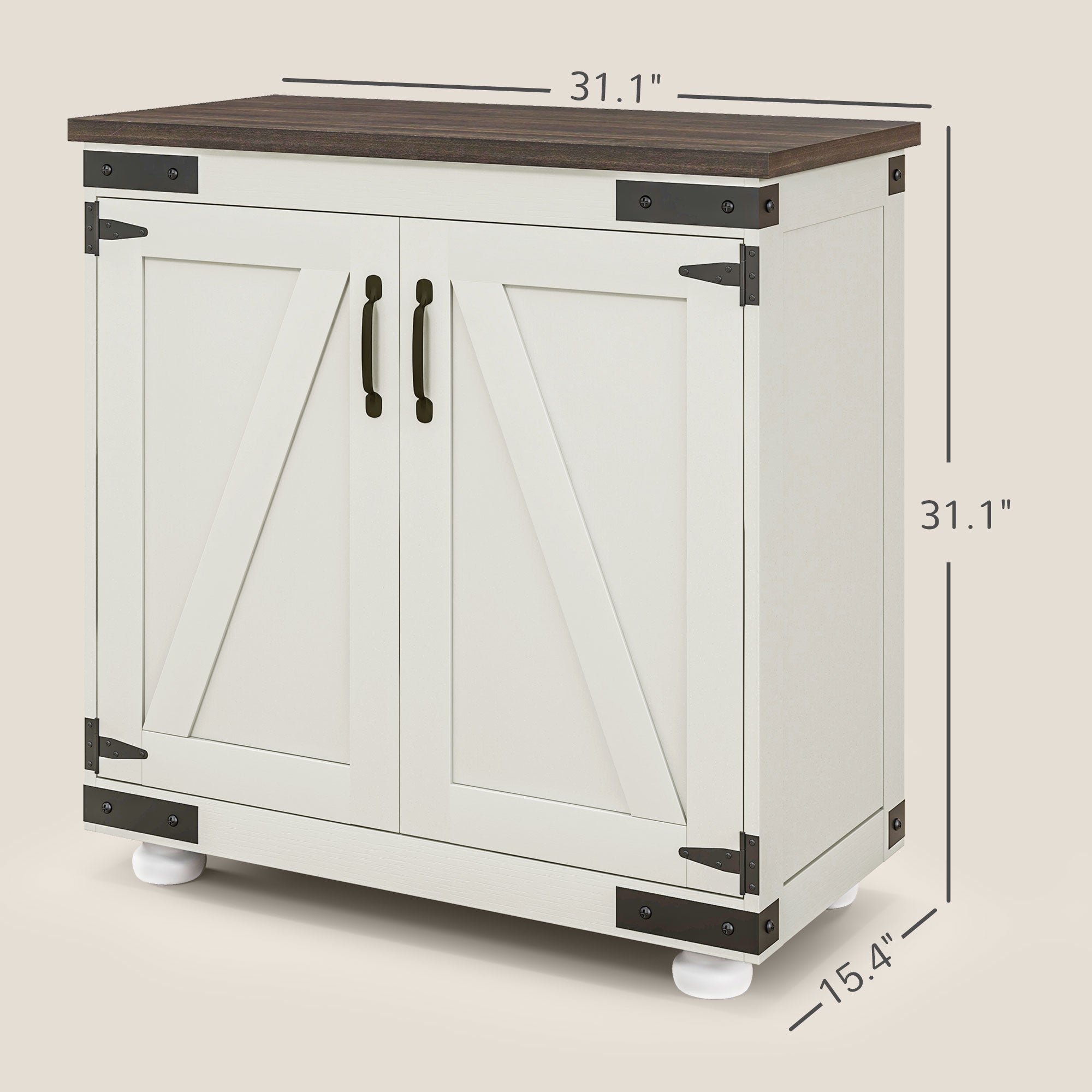 Kitchen Sideboard, Buffet Cabinet with Barn Door and Adjustable Shelf, Distressed White