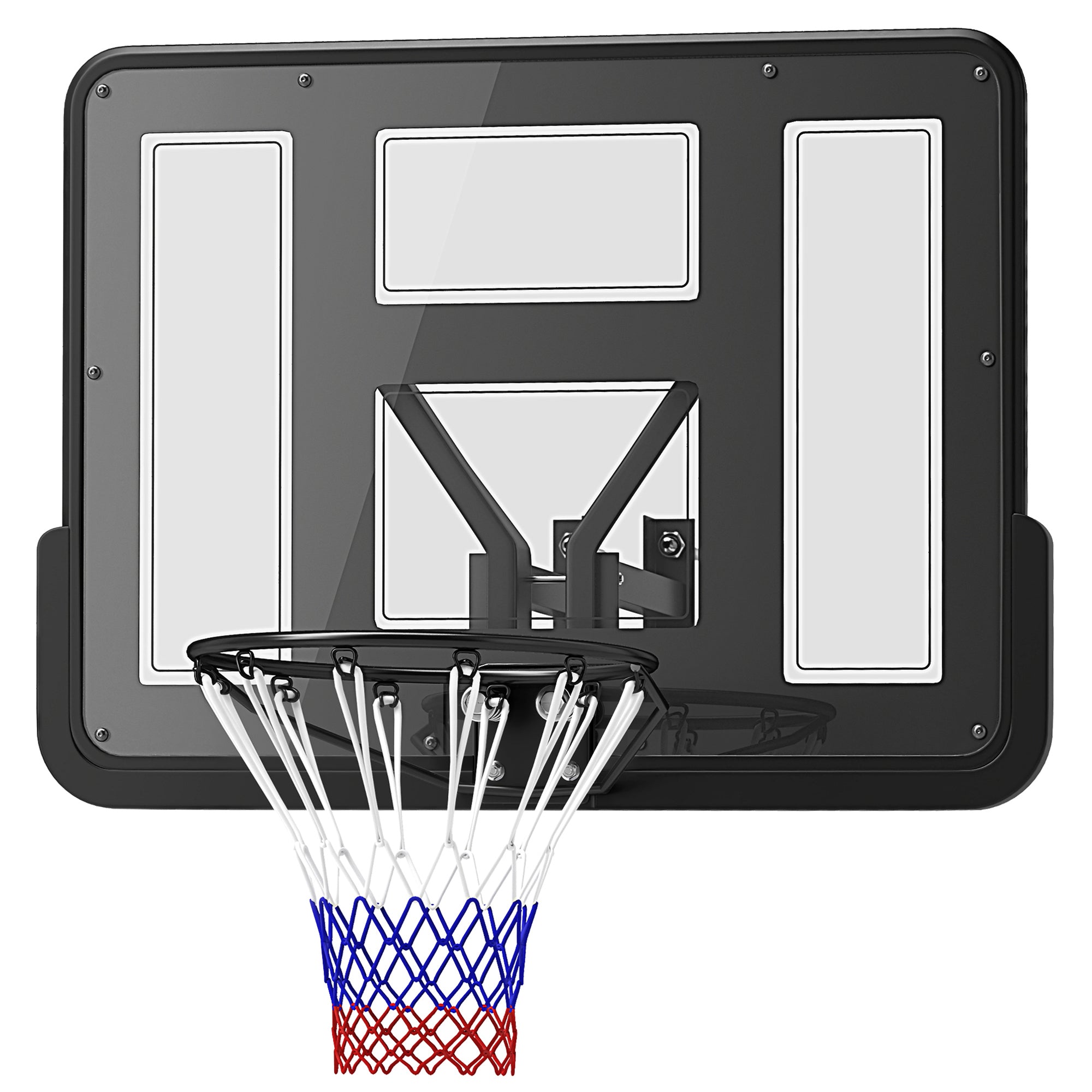Wall Mounted Basketball Hoop, Basketball Goal Combo Kit with 43" Reinforced Shatter Resistant Backboard and All Weather Net for Indoor or Outdoor Use