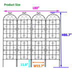 4 Pack Metal Garden Trellis with Galvanized Tube, Easy Assembly, Rustproof Climbing Plant Support, 80" L x 87" H, Black