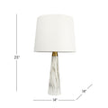 Table Lamp with On/Off Switch, Faux Marble Base, Fabric Shade, Perfect for Living Room, Bedroom, Office, 14" L x 14" W x 25" H, Gold+White