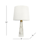 Table Lamp with On/Off Switch, Faux Marble Base, Fabric Shade, Perfect for Living Room, Bedroom, Office, 14" L x 14" W x 25" H, Gold+White