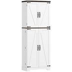 64" Tall Kitchen Pantry Cabinet with Motion Sensor Light, Spice Racks and Adjustable Shelves, White