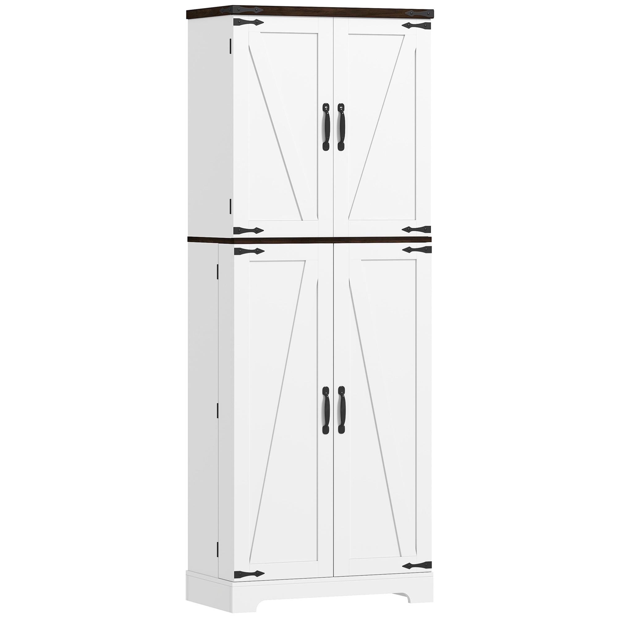 64" Tall Kitchen Pantry Cabinet with Motion Sensor Light, Spice Racks and Adjustable Shelves, White