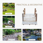 5 ft Wooden Garden Bridge Arc Footbridge with Railings for your Backyard, Natural Wood