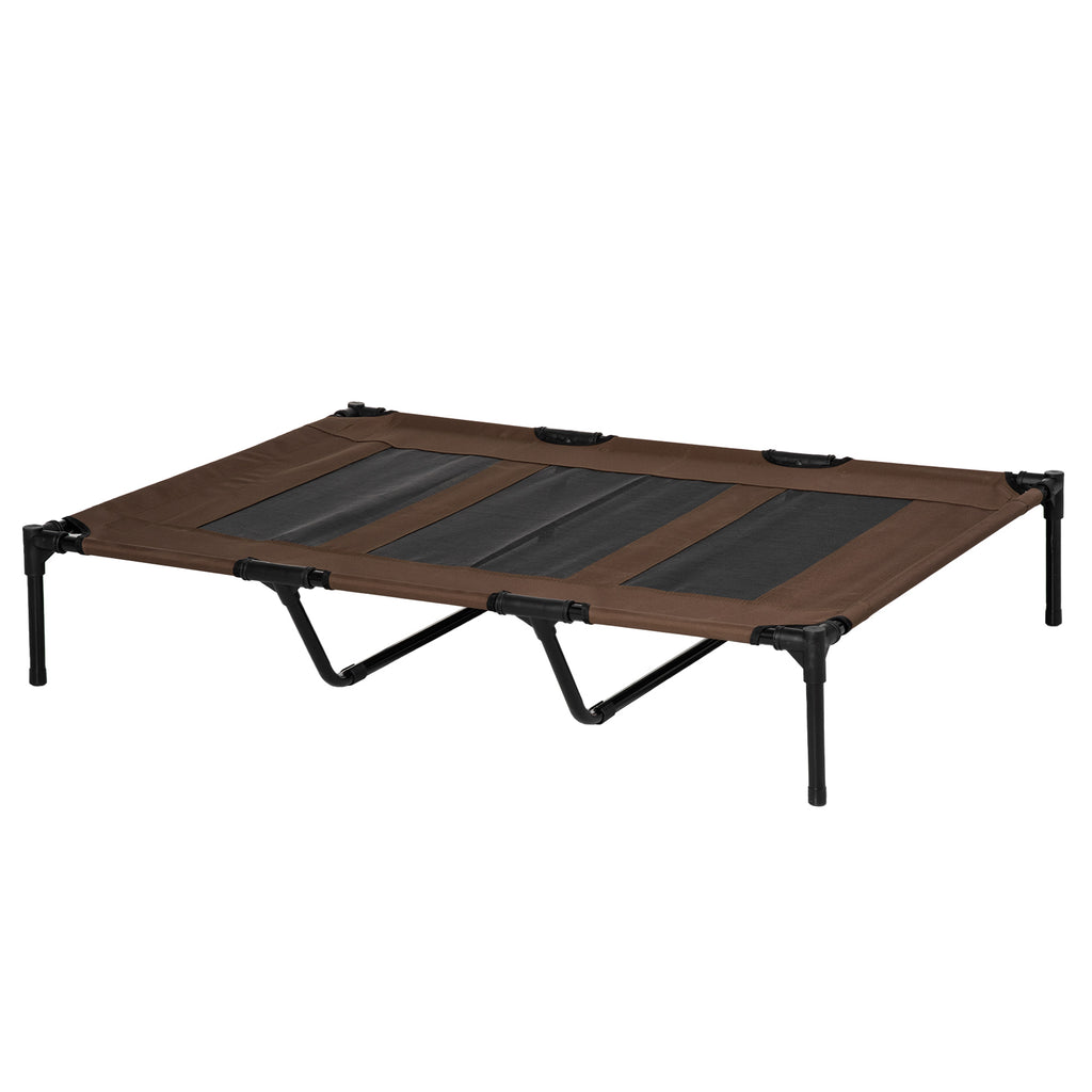 XL Elevated Dog Bed, Outdoor Raised Dog Bed, Portable Pet Cot w/Carry Bag Metal Frame Breathable Mesh Indoor and Outdoor Tan