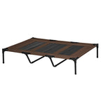 XL Elevated Dog Bed, Outdoor Raised Dog Bed, Portable Pet Cot w/Carry Bag Metal Frame Breathable Mesh Indoor and Outdoor Tan