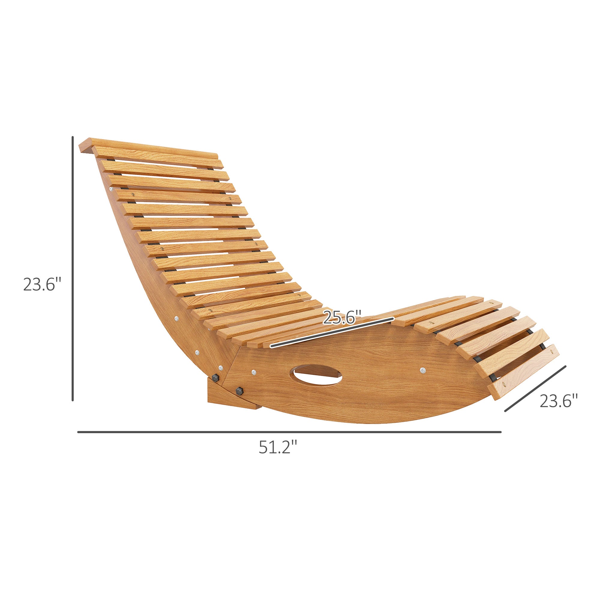 Outdoor Rocking Chair w/ Slatted Seat, Wooden Rocking Chair, 51.25" x 23.5" x 23.5", Teak