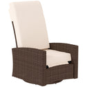 Outdoor Wicker Swivel Recliner Chair, Lifting Footrest, 360° Rotating Basic, Water-resistant Cushions, Cream White