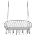 2-Person Hammock Chair Macrame Swing with Soft Cushion, Hanging Cotton Rope Chair for Indoor Outdoor Home Patio Backyard, Light Gray