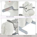 Kids Rocking Horse with Bear Toy, Plush Animal Rocker with Fun Realistic Sounds for Toddler 18-36 Months, White