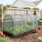 9' x 4' Crop Cage, Plant Protection Tent with Three Zippered Doors, Storage Bag and 4 Ground Stakes, for Garden, Yard, Lawn, Green