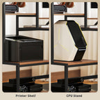 Computer Desk, 67" CPU Desk with Monitor Stand, Reversible 4-Tier Shelf, Industrial Writing Desk for Study Room, Brown