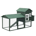 84" Wooden Chicken Coop, Hen House Outdoor with Run Nesting Box, Asphalt Roof, Removable Tray, Ramp, Poultry Cage for 2-3 Chickens, Green