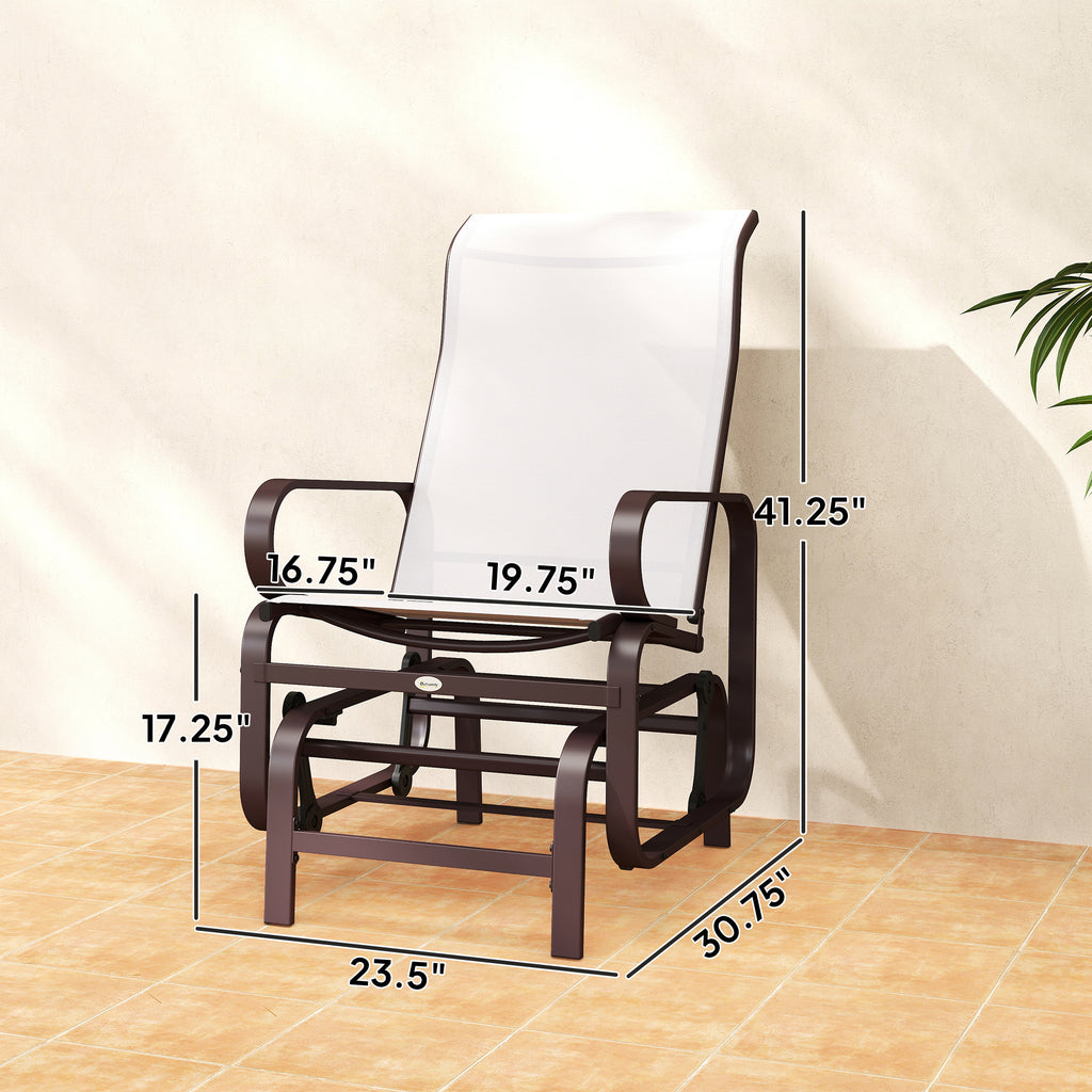 Gliding Lounger Chair Set of 2, Single Rockers with Lightweight Metal & Mesh Construction, Beige