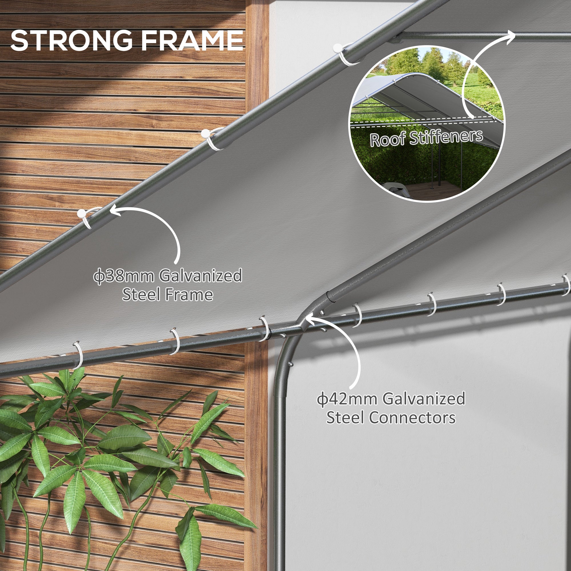 19' x 19.5' Carport, Portable Garage and Patio Canopy Tent, Anti-UV Cover for Car, Truck, Boat, Catering, Wedding