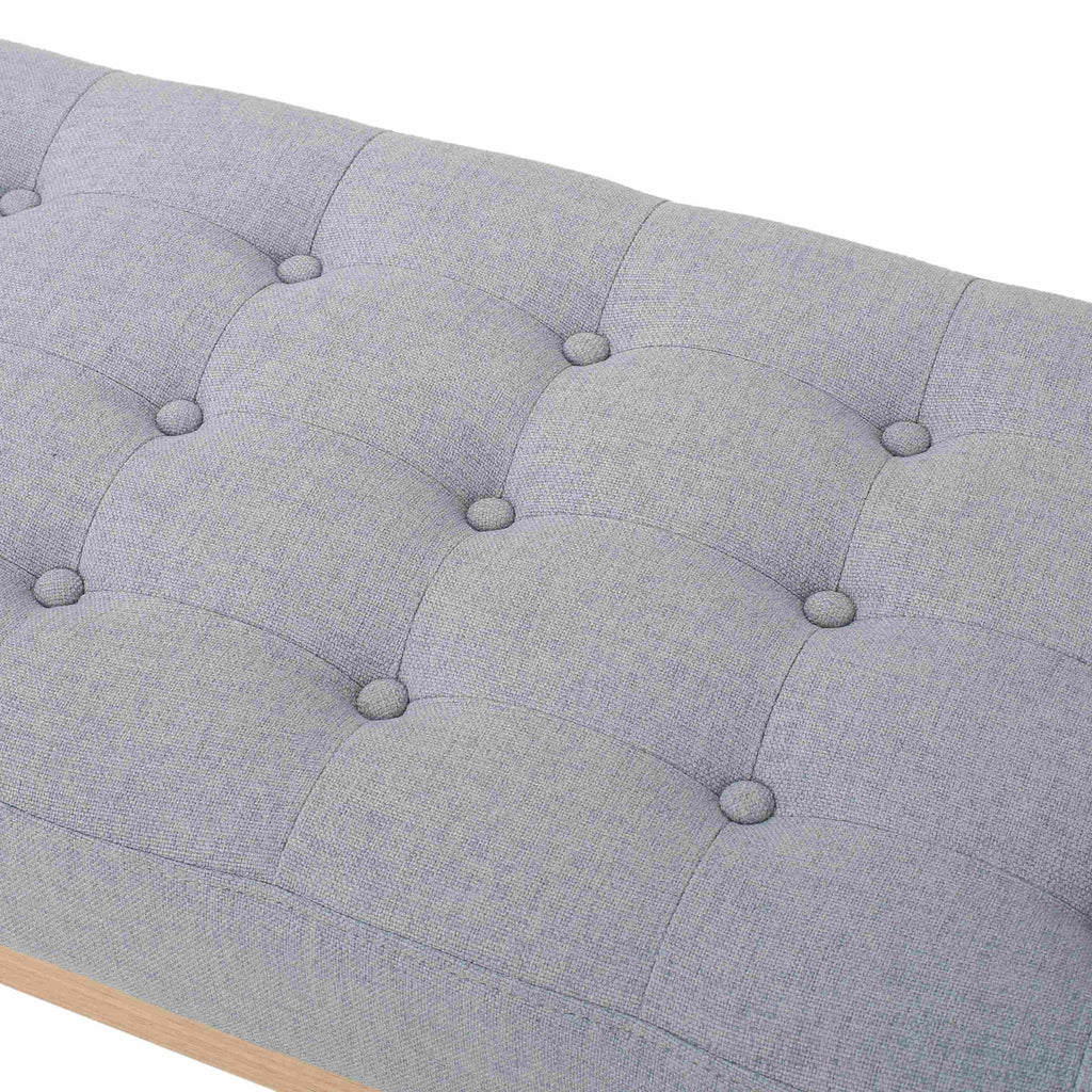 Fabric Ottoman with Cushioned Top, Sturdy Frame, and Space-Saving Design, 43.5" L x 15.75" W x 17" H, Light Gray
