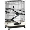 32"L 4-Level Small Animal Cage Rabbit Hutch with Universal Lockable Wheels, Slide-out Tray for Bunny, Chinchillas, Ferret, Black