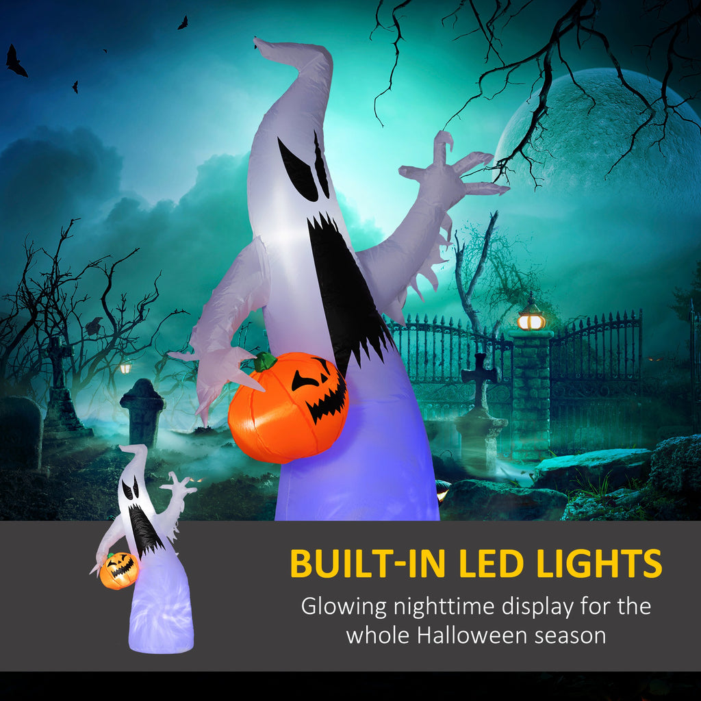 5.9' Halloween LED Yard Decor Ghost with Pumpkin, Blow Up Inflatable Outdoor Decoration, Waterproof