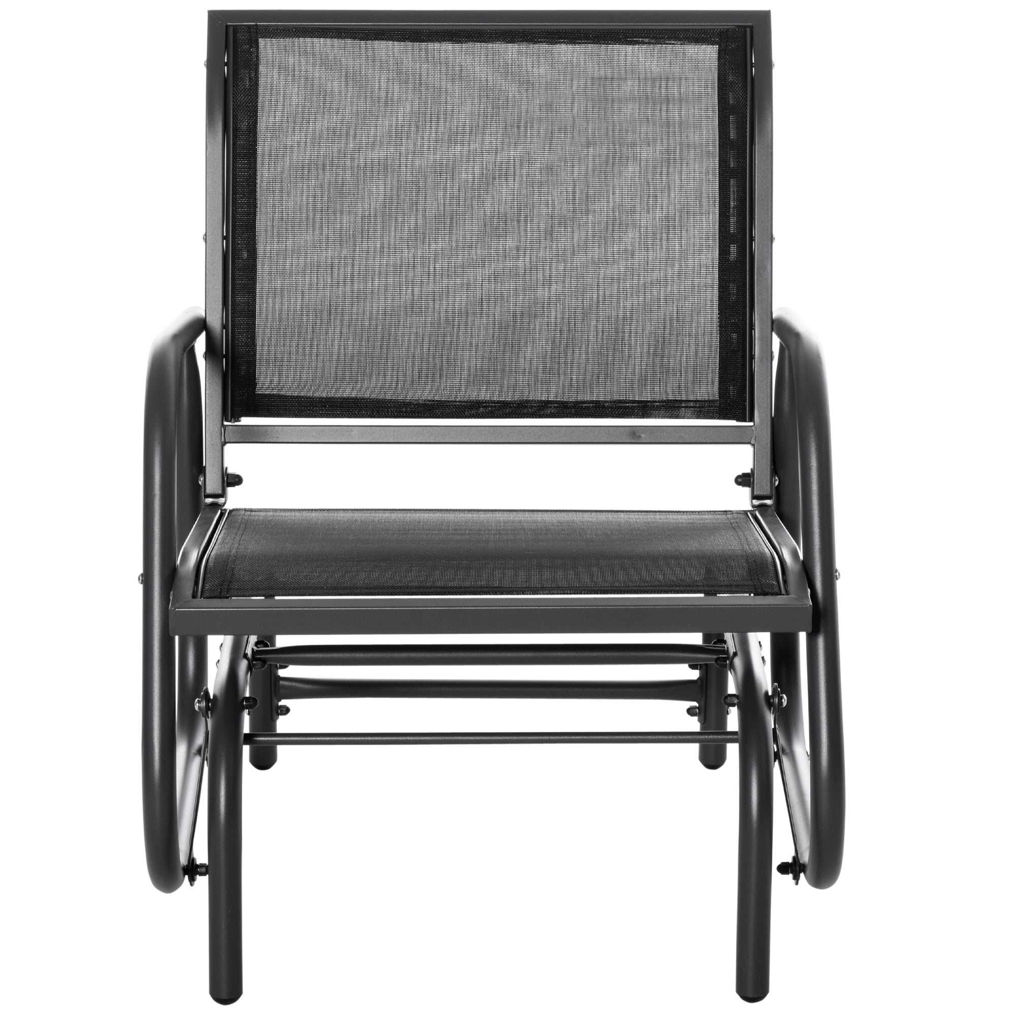 Outdoor Glider Chair, Steel Swing Chai with Curved Armrests for Porch, Garden, Poolside, Balcony, Black