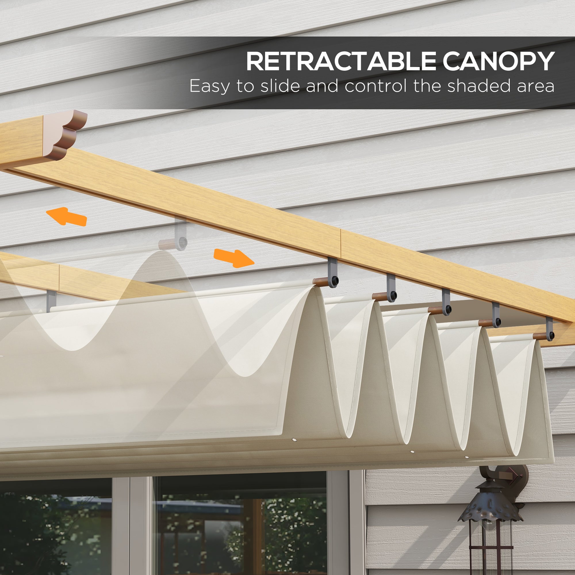 10' x 13' Retractable Pergola Canopy, Aluminum Pergola Sun Shade Shelter for Garden, Patio, Backyard, Deck, Cream