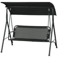 3-Seat Outdoor Patio Swing Chair w/ Cushion, Steel Frame Stand, Adjustable Tilt Canopy for Patio, Garden, Black 1