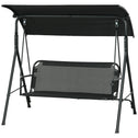 3-Seat Outdoor Patio Swing Chair w/ Cushion, Steel Frame Stand, Adjustable Tilt Canopy for Patio, Garden, Black 1
