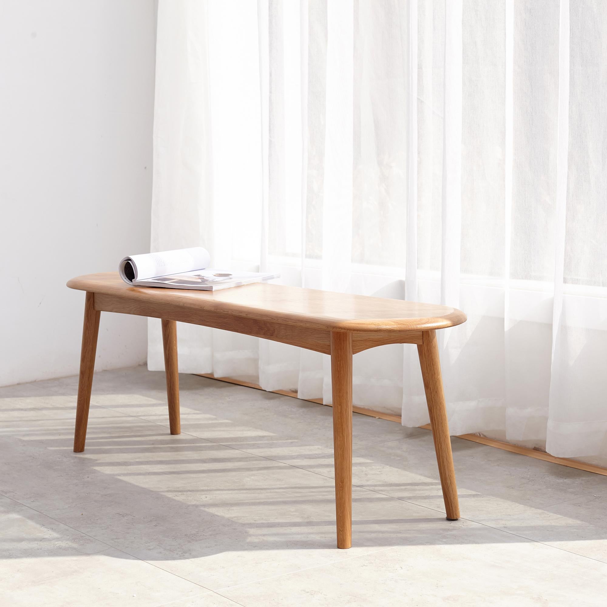 Multifunctional Dining Bench with Metal-Reinforced Construction, Sturdy Wood Bench for Entryway or Kitchen, 39.5″ L x 12″ W x 16″ H, Oak