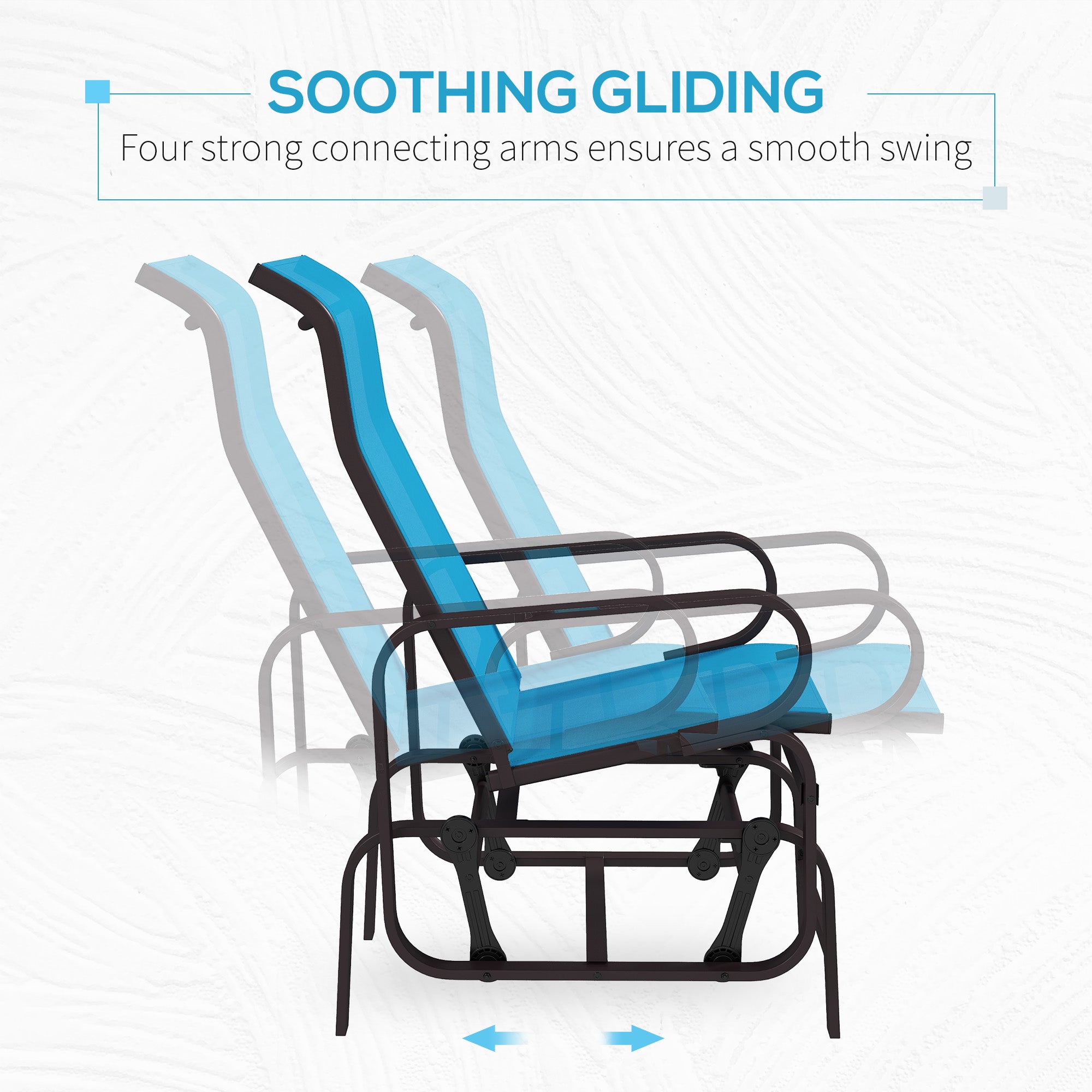 Gliding Lounger Chair, Single Rocker with Lightweight Metal & Mesh Construction, Blue