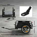 Bike Cargo Trailer, Bicycle Trailer Wagon Cart with Quick Release 16" Pneumatic Wheels, Aluminum Rims, Red Flag, Black