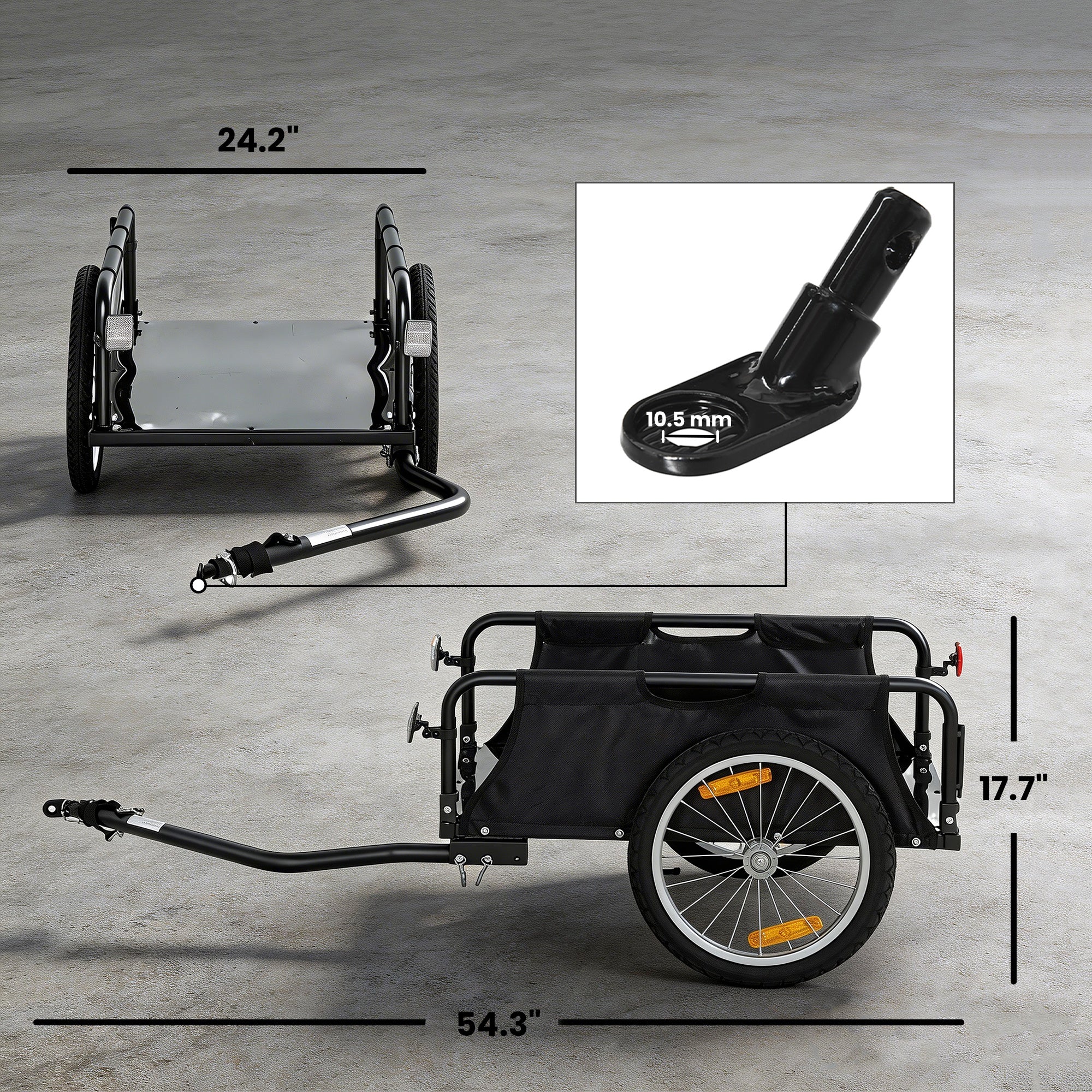Bike Cargo Trailer, Bicycle Trailer Wagon Cart with Quick Release 16" Pneumatic Wheels, Aluminum Rims, Red Flag, Black