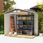 7' x 4' Outdoor Storage Shed, Garden Tool Metal Shed with Foundation Kit, Double Lockable Door, Air Vents and Sloping Roof, for Backyard, Patio, Lawn, Gray