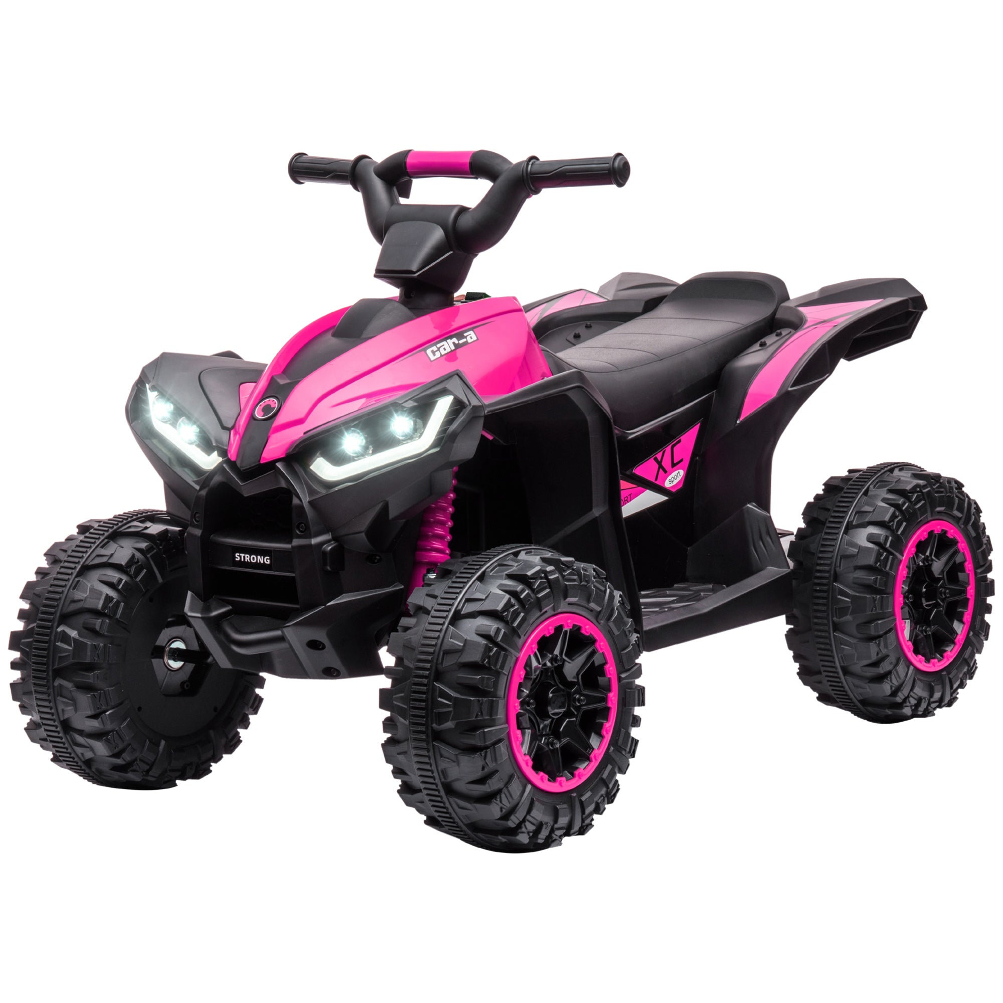 Kids ATV 4 Wheeler, 12V Kids Ride On Toy with Dual Motors, High & Low Speed, Music, Headlights, Up to 3.7 MPH, Pink