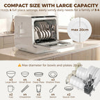 Countertop Dishwasher, Portable Mini Dishwasher with 1.6 Gal Built-in Water Tank, 5 Washing Programs, Air-Dry Function