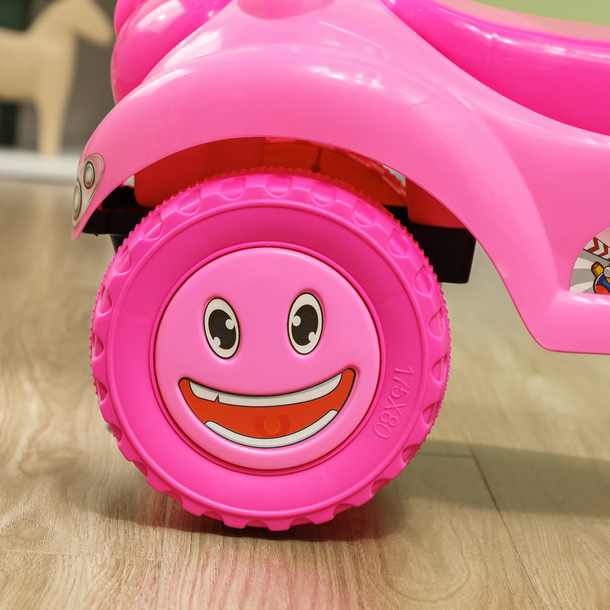 Foot to Floor Toddler Push Car w/ Horn, Light, Music, Anti-Over-Backwards Device & Underseat Storage, Pink