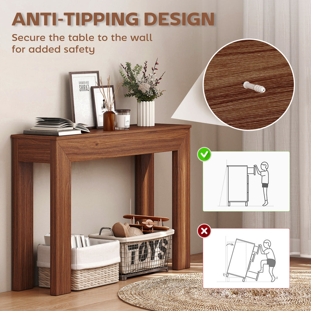 Modern Console Table, 47" Narrow Entryway Table, Walnut
