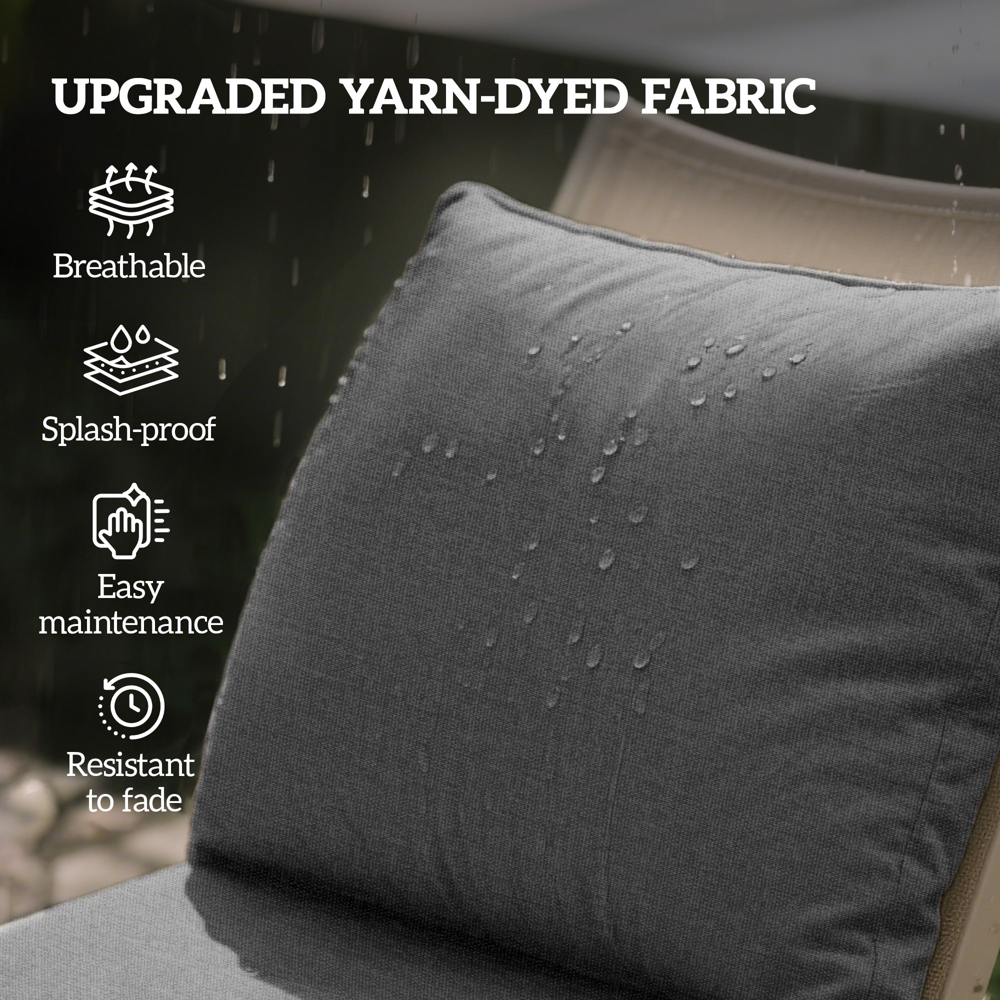 Patio Chair Cushions Set of 2 with Seat & Backrest, Fade Resistant Seat Replacement Cushion Set, Gray