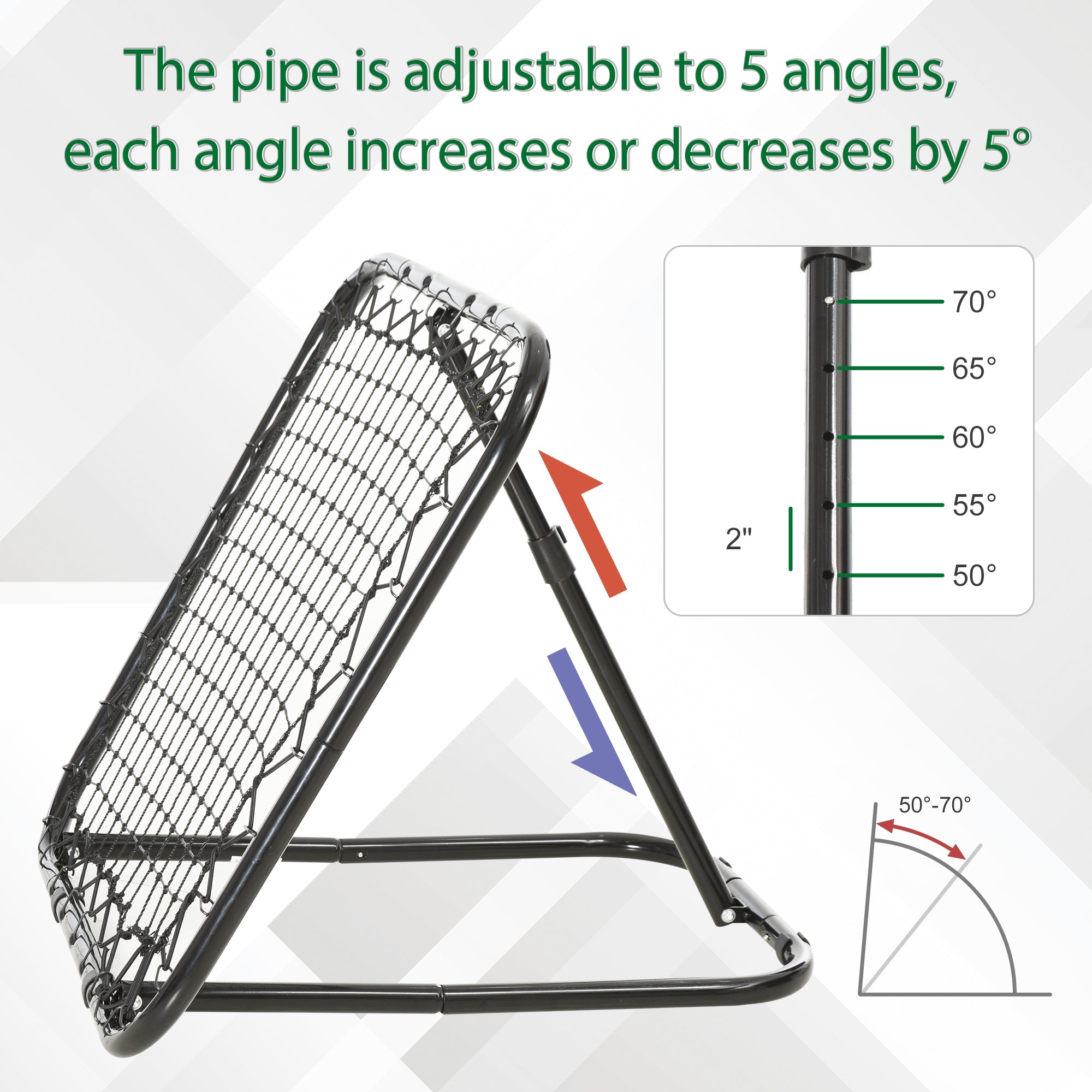 Soccer Rebounder Net, 3' x 3', Angle Adjustable Portable Training Goal Net with Quick Folding Design, Sturdy Metal Tube