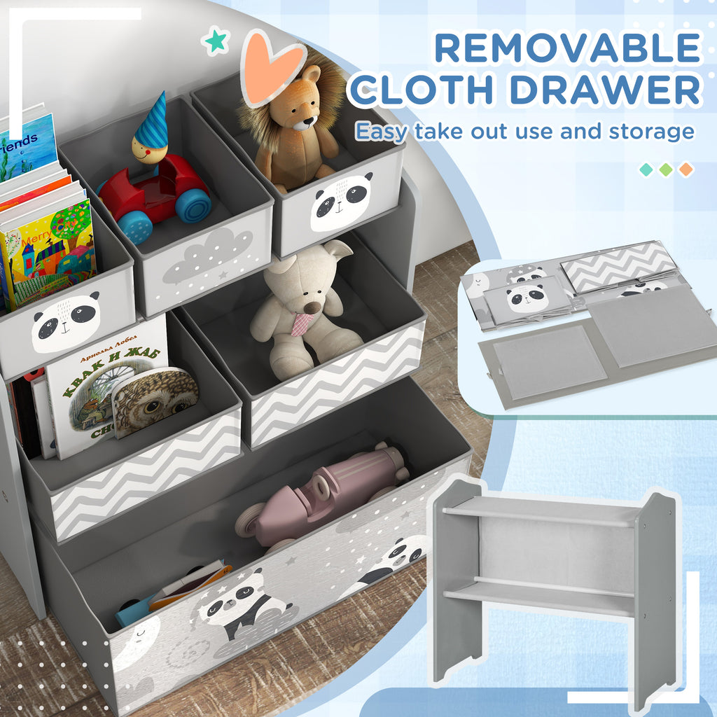 Toy Organizer with 6 Storage Bins, 25" x 12" x 26", Gray