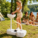 Portable Camping Sink, HDPE Handwashing Station Basin with 4.5 Gal Tank, 6.3 Gal Recovery Tank, Wheels & Soap Dispenser