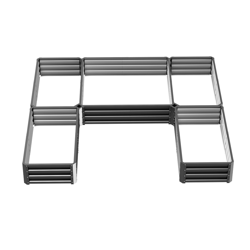 Steel Raised Garden Bed, Set of 5 Large Box Planters for Outdoor Plants Vegetables Flowers Herbs, 8x8x1ft, Gray
