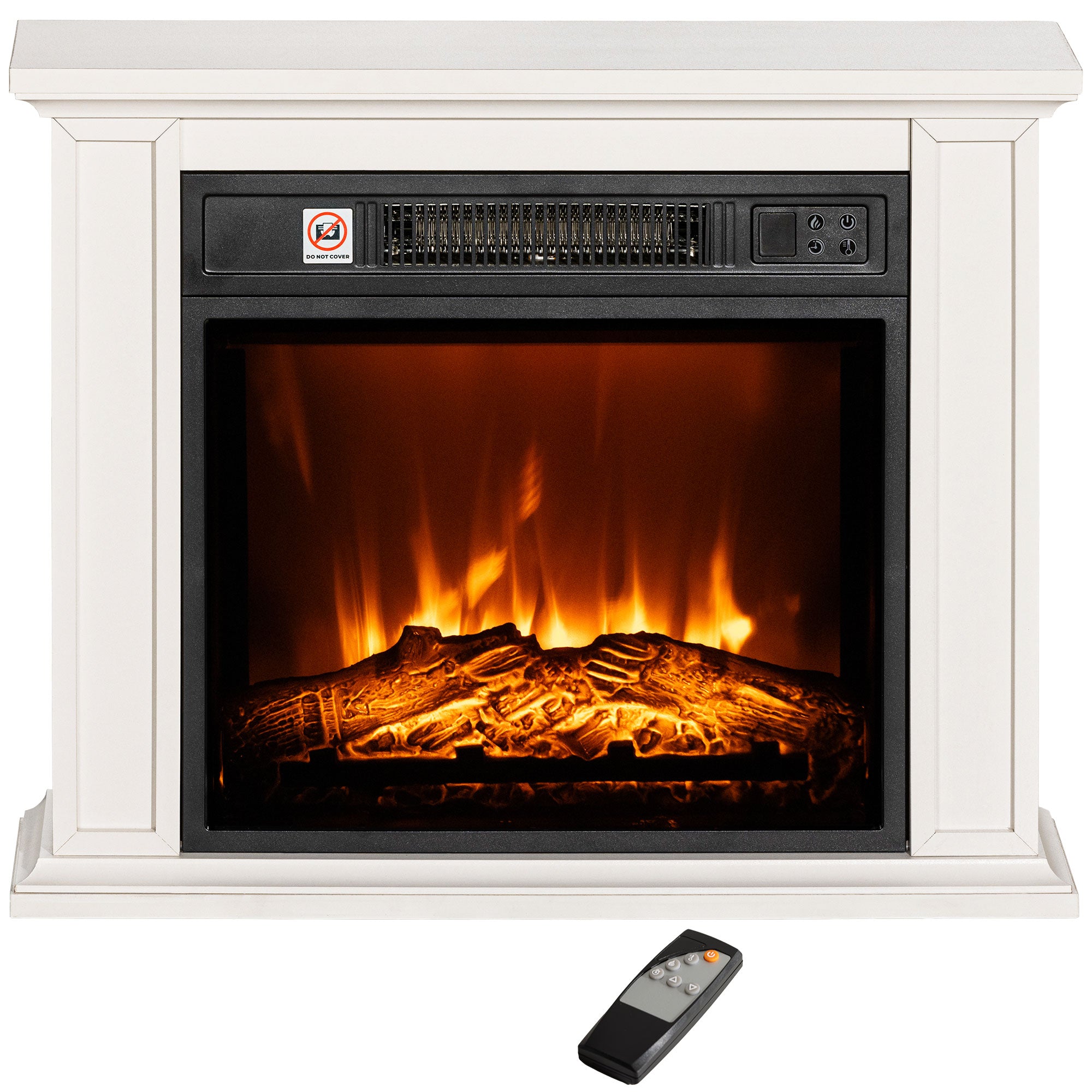26" Freestanding Electric Fireplace with Mantel, 1400W Replaceable Fireplace Insert Heater with 3D Flame Effect, WHite