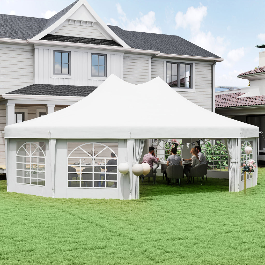 29' x 21' Canopy Party Event Tent with 2 Pull-Back Doors, White