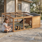 Rabbit Hutch, Waterproof Rabbit House for Small Animals, Natural