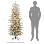 6' Pre Lit Artificial Flocked Christmas Trees, with Snow Branches, Warm Yellow Clear Lights, Auto Open, Extra Bulb