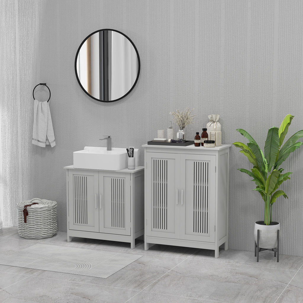Under Sink Pedestal Storage Bathroom Cabinet, Gray