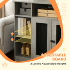 47" Dog Crate Furniture with Storage, for Large Medium Dogs, Gray