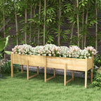 Wooden Raised Garden Bed, Large Elevated Planter Box with Legs, Bed Liner and Drain Holes, 7.4' x 1.8' x 2.6', Natural