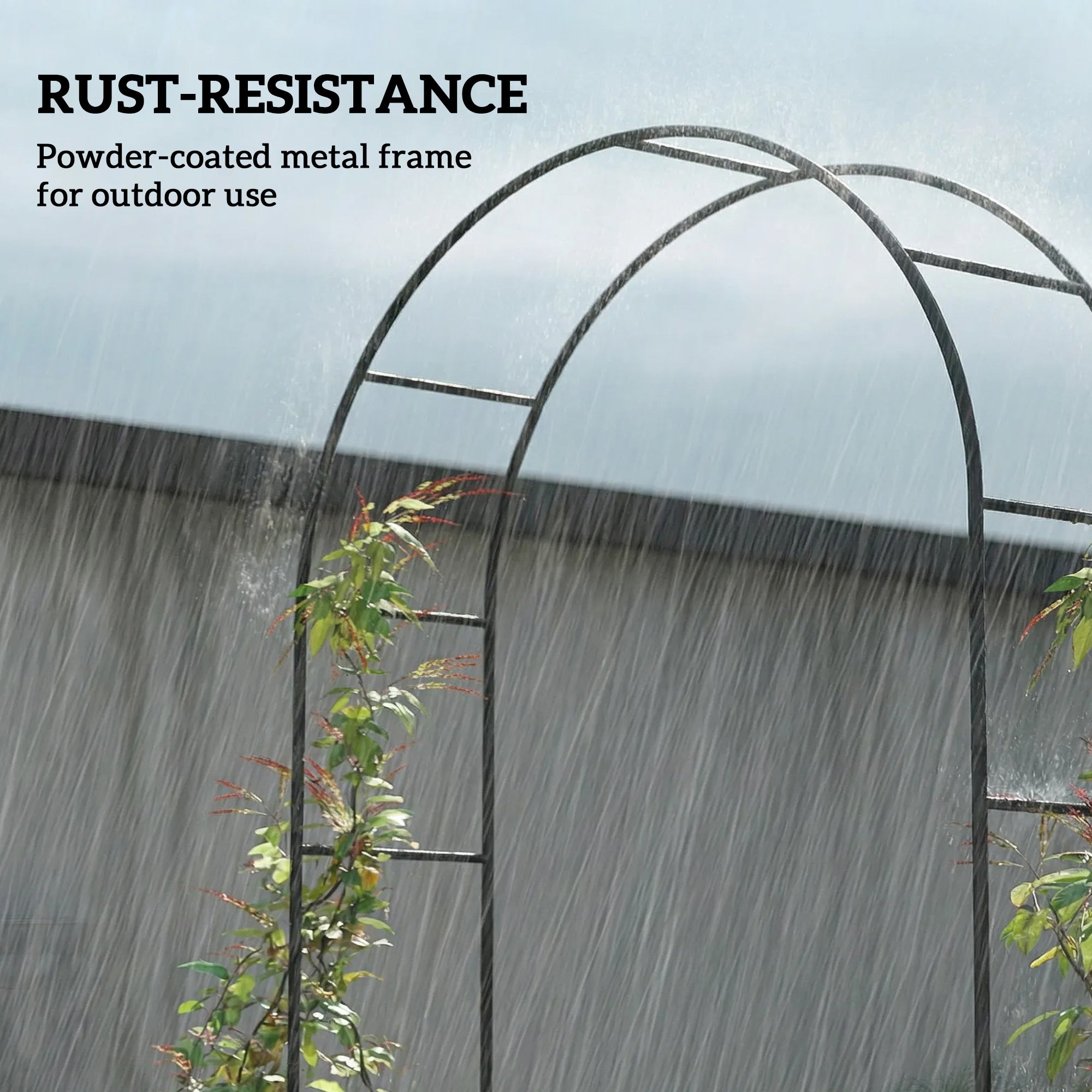 8 ft Steel Garden Arch, Garden Arbor Trellis with Large Base for Climbing Plants, Wedding Arch Stand, Black
