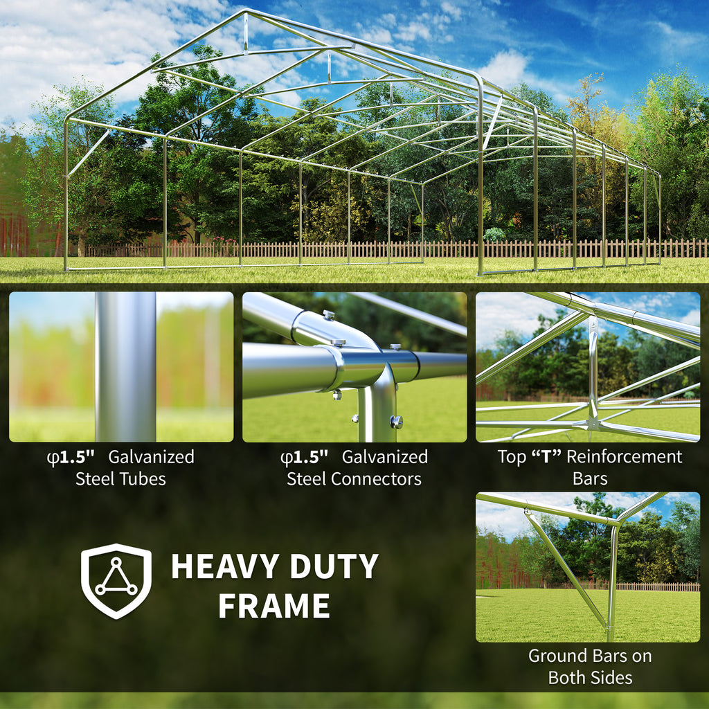 20 x 40 ft Heavy Duty Party Tent Outdoor Gazebo Wedding Tent Event Shelter Carport BBQ with Removable Sidewalls & Windows, Outside Waterproof Canopy for Parties, White