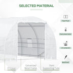 20' x 10' x 7' Walk-In Tunnel Greenhouse with Zippered Door & 8 Mesh Windows, Large Garden Green House Kit, Galvanized Steel Frame, White